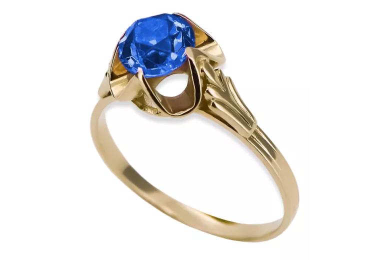 Sapphire 14K Yellow gold Ring Vintage craft vrc023y